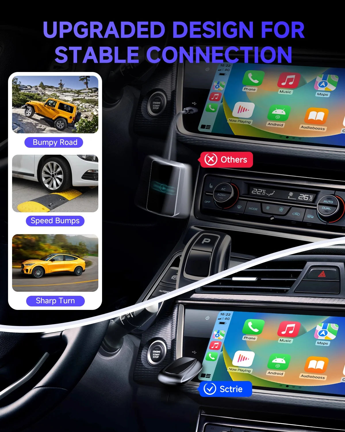 2025 Wireless Apple CarPlay Adapter - Upgrade from Wired to Wireless, Compact Design with USB & USB-C Extension Cable, Stable Performance with No Delay, Black