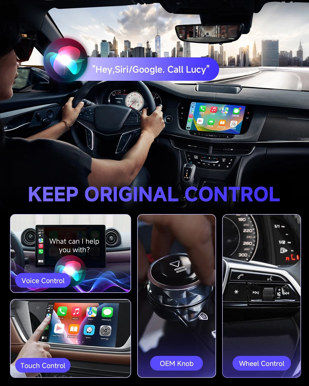 2025 Wireless Apple CarPlay Adapter - Upgrade from Wired to Wireless, Compact Design with USB & USB-C Extension Cable, Stable Performance with No Delay, Black